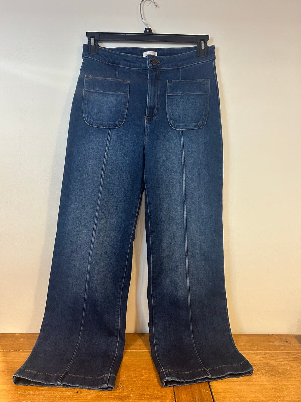 Lauren Conrad 10 Dark-Wash Wide-Leg Patch Pocket Front Seam Oeko Tex Jeans